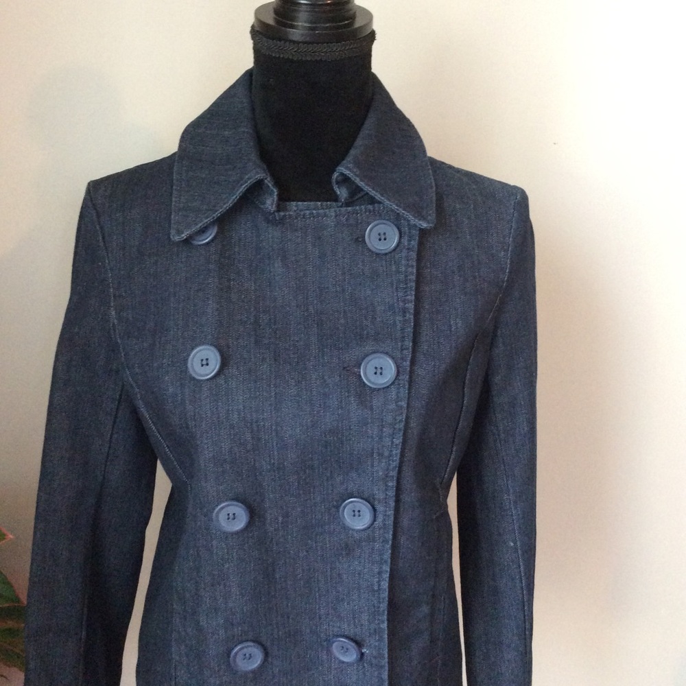 New York & Company Denim Double Breasted Jacket